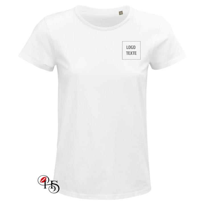 T-shirt femme personnalisé – Logo & texte brodé | H&S